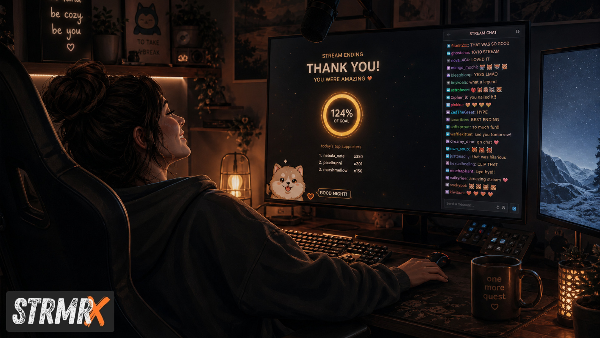 Streamer chatting with viewers using Twitch chat games on screen